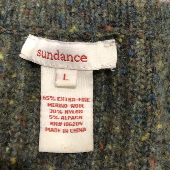 Sundance Sweater Size Large Green Speckled Confetti Knit Ribbed Wool Alpaca - Picture 5 of 9